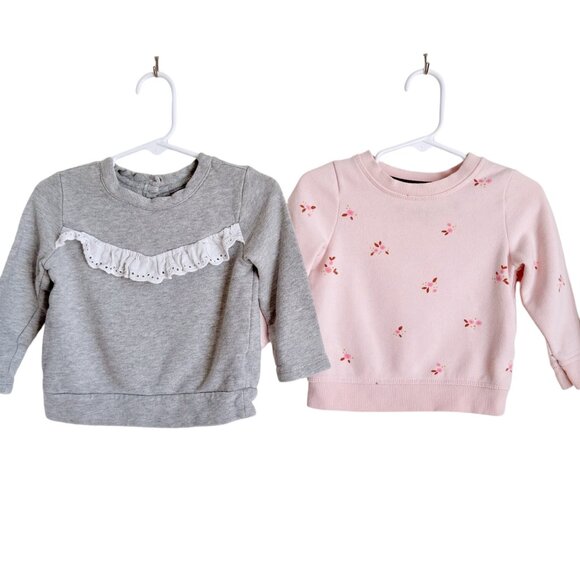 Baby Girl Sweater Bundle 18M Long Sleeve Set Ruffle Floral Gap Cat & Jack Pink - Picture 1 of 6
